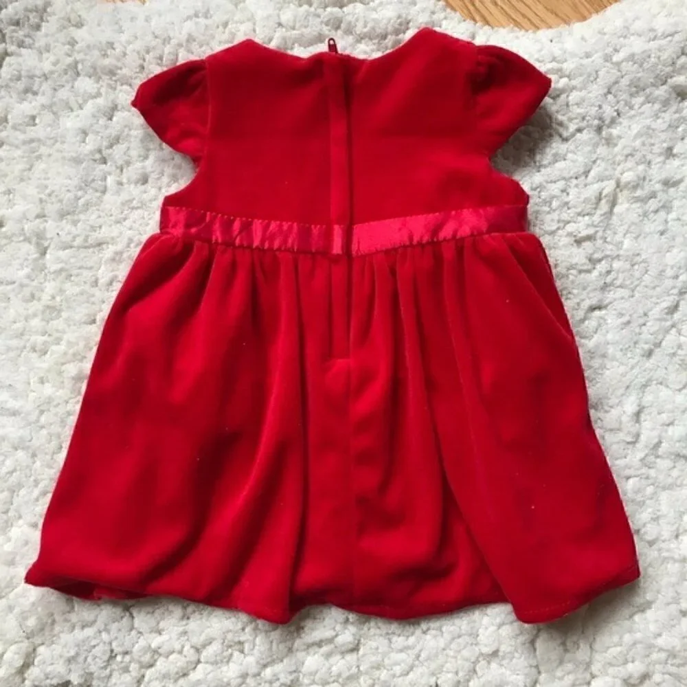 H&M: Red, Cap Sleeve Velvet Bow Detailed Dress